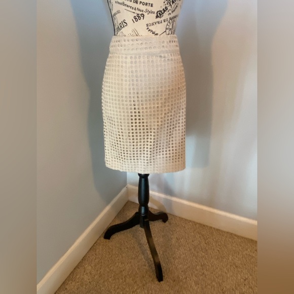 Banana Republic tan patterned cutout skirt, sz 6P - Picture 5 of 5